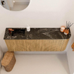 Mondiaz JOYA-DLUX 111.6cm toiletmeubel - ronding rechts kleur Oak - Wastafel FAYE positie Links 1 kraangat kleur Lava. SW1422103