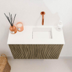 Mondiaz JOYA 60cm toiletmeubel - kleur Dusk - Wastafel FAYE positie Rechts Zonder kraangat kleur Talc. SW1421595