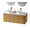 Saniclass Terra Badmeubelset - 120cm - 2 lades - afgeronde hoeken - topblad solid surface - sandwood (licht eiken) SW1426284