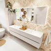 MONDIAZ VICA Ensemble meubles de salle de bains - 200cm - meuble s/vasque couleur lin - 4 tiroirs - double vasque cloud - sans trous pour robinet - version de 60cm de hauteur - talc SW1084194