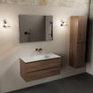 Mondiaz AIVY Ensemble de meuble - 100x45x50cm - 0 trous de robinet - 1 vasque talc Solid surface - Centre - 2 tiroirs - avec miroir - Melamine Mocha SW892307