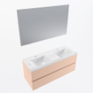 Mondiaz VICA ensemble de meuble de salle de bain - 120cm - meuble sous-vasque rosee - 2 tiroirs - lavabo denia double - 2 trous de robinet - couleur Blanc Brillant - miroir LED - version XL 60cm de haut SW1091996