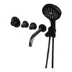 Robinet de baignoire encastré Brauer Black Carving - ensemble de douche - sortie de 20 cm - avec partie encastrable - 3 boutons avec relief - douchette ronde 1 fonction - noir mat SW716181