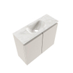 MONDIAZ TURE-DLUX Meuble toilette - 60cm - Linen - EDEN - vasque Ostra - position centrale - 1 trou de robinet SW1104947