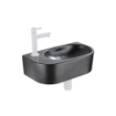 QeramiQ Fuente Ensemble de Lavabo - 40x21.5x12cm - gauche - lisse - demi-rond - 1 trou de robinet - céramique - ensemble de robinet blanc mat - bouchon de vidange - siphon réduit - noir mat SW1232804