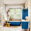 Mondiaz VICA ensemble de meuble de salle de bain - 130cm - meuble sous-vasque jeans - 4 tiroirs - lavabo moon double - 2 trous de robinet - couleur talc - miroir LED - version XL 60cm de haut SW1092170