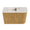 Mondiaz JOYA-DLUX Meuble de toilette 61,6cm - arrondi droit couleur Chêne - Vasque FAYE position Gauche 1 trou de robinet couleur Frappe SW1421921