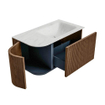 MONDIAZ KURVE-DLUX 85cm Meuble salle de bain avec module 25 G - couleur Walnut - 1 tiroir - 1 porte - vasque CLOUD droite - sans trou de robinet - couleur Opalo SW1137610