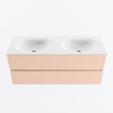 MONDIAZ VICA Ensemble meuble de salle de bains - 120cm - meuble bas rosee - 2 tiroirs - vasque moon double - 2 trous de robinet - version haute 60cm - talc SW1080328