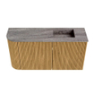 Mondiaz JOYA-DLUX Meuble de toilette 81,6cm - arrondi gauche couleur Chêne - Lavabo FAYE position Droite 1 trou de robinet couleur Oza SW1424127