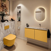 MONDIAZ TURE-DLUX Meuble toilette - 100cm - Ocher - EDEN - vasque Glace - position droite - sans trou de robinet SW1103406