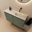 MONDIAZ TURE-DLUX Meuble toilette - 80cm - Army - EDEN - vasque Ostra - position droite - sans trou de robinet SW1104713