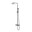 IVY Pact Ensemble douche pluie - mural - pomme de douche slim 20 cm - douchette stick - Noir Chrome PVD SW1034853