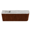 Mondiaz JOYA-DLUX 111.6cm toiletmeubel - ronding rechts kleur Ruby - Wastafel FAYE positie Links 1 kraangat kleur Glace. SW1423631