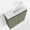 MONDIAZ TURE Kit lave-mains - 60x23x50cm - 1 trou de robinet - 2 portes - armée mate - Lavabo centré - Acrylique Blanc SW474980