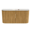 Mondiaz JOYA-DLUX 83.2cm toiletmeubel - ronding links en rechts kleur Oak - Wastafel FAYE positie Midden 1 kraangat kleur Frappe. SW1421954