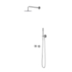 IVY Pact Ensemble douche pluie - encastrable - symétrie - inverseur avec arrêt 2 voies - bras mural 40 cm - pomme de douche slim 20 cm - support avec sortie - flexible de douche 150 cm - douchette stick - Chrome SW1035642