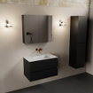 Mondiaz AIVY Ensemble de meuble - 80x45x50cm - 0 trous de robinet - 1 vasque Talc Solid surface - Centre - 2 tiroirs - avec miroir - MDF Urban SW892231