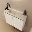MONDIAZ TURE-DLUX Meuble toilette - 60cm - Talc - EDEN - vasque Ostra - position gauche - 1 trou de robinet SW1104689