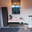 Mondiaz ALAN-DLUX Ensemble de meuble - 120cm - meuble Dark grey mat - 1 tiroir - Lavabo Cloud Ostra suspendu - vasque Centre - 1 trou de robinet SW807222