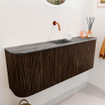 Mondiaz JOYA-DLUX 113.2cm toiletmeubel - ronding links en rechts kleur Walnut - Wastafel FAYE positie Midden Zonder kraangat kleur Sombra. SW1424780