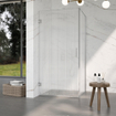 FugaFlow Eccelente Vetro Cabine de Douche - 90x90x200cm - charnières - poignée de porte - barre de stabilisation - verre clair strié - verre de sécurité - Acier Inoxydable PVD (Acier Inoxydable) SW1222954