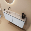 MONDIAZ TURE-DLUX Meuble toilette - 100cm - Clay - EDEN - vasque Glace - position gauche - sans trou de robinet SW1103203