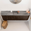Mondiaz JOYA-DLUX 123.2cm toiletmeubel - ronding links en rechts kleur Walnut - Wastafel FAYE positie Midden 1 kraangat kleur Sombra. SW1424784