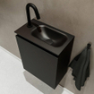 MONDIAZ TURE Fonteinset - 40x23x50cm - 1 kraangat - 1 deur - urban mat - Wasbak rechts - Solid Surface Zwart SW475249
