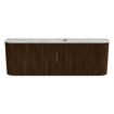 Mondiaz JOYA-DLUX Meuble de salle de bains 123.2cm - arrondi gauche et droite couleur Walnut - Vasque FAYE position Milieu 1 trou de robinet couleur Glace SW1422423