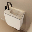MONDIAZ TURE-DLUX Meuble toilette - 40cm - Talc - EDEN - vasque Ostra - position droite - 1 trou de robinet SW1104659