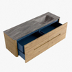 Mondiaz CIRO-DLUX Ensemble de meubles de salle de bains - 150x45x50cm - Plan vasque solid surface Oza - 1 lavabo à droite - sans trous de robinet - 4 tiroirs - Chêne SW1531137