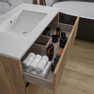 Adema Chaci Ensemble de meuble - 80x46x55cm - 1 vasque en céramique blanche - sans trou de robinet - 2 tiroirs - armoire de toilette - cannelle SW856544