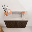 Mondiaz JOYA-DLUX 50cm toiletmeubel - kleur Walnut - Wastafel FAYE positie Rechts 1 kraangat kleur Glace. SW1422348