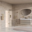 BRAUER Void Carving Cabine de douche - 90x100x200cm - porte battante - revêtement verre - réversible - verre clair - PVD or brossé SW1418117