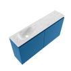 MONDIAZ TURE-DLUX meuble de toilettes 100 cm Jeans. EDEN lavabo Opalo position gauche. Sans trou de robinet. SW1104345