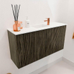 Mondiaz JOYA 80cm meuble de salle de bains - couleur Shadow - Vasque FAYE position Milieu 1 trou de robinet couleur Talc SW1421409
