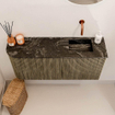 Mondiaz JOYA-DLUX 91.6cm toiletmeubel - ronding links kleur Dusk - Wastafel FAYE positie Rechts Zonder kraangat kleur Lava. SW1423258