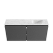 MONDIAZ TURE-DLUX 100cm meuble WC Dark Grey. EDEN vasque Opalo position droite. Sans trou de robinet. SW1104325