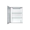 Go by Van Marcke Cento LS Armoire de toilette - 50x65x14cm - MDF blanc - lampe T5 8W - porte miroir en verre cristal - fenêtre lumineuse satinée - étagères en verre réglables - 1 prise électrique SW89881