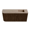 Mondiaz JOYA-DLUX Meuble de toilette 91,6cm - arrondi gauche couleur Walnut - Vasque FAYE position Droite Sans trou de robinet couleur Saba. SW1424682