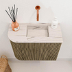 Mondiaz JOYA-DLUX 51.6cm meuble de toilette - arrondi gauche couleur Dusk - Vasque FAYE position Droite Sans trou de robinet couleur Nata. SW1425938