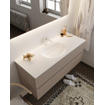MONDIAZ VICA Ensemble de meuble salle de bain - 120cm - 2 tiroirs - lavabo Moon central - 1 trou de robinet - solid surface smoke SW411375