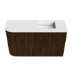 Mondiaz JOYA 71.6cm toiletmeubel - ronding links kleur Walnut - Wastafel FAYE positie Rechts 1 kraangat kleur Talc. SW1421341