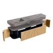 MONDIAZ THOR-DLUX 180cm meuble de salle de bains arrondi gauche + droite couleur Oak avec 2 tiroirs et 2 portes. Vasque suspendue CLOUD Gauche sans trou de robinet couleur Sombra. SW1466250