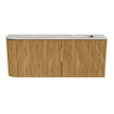 Mondiaz JOYA-DLUX Meuble de salle de bains - 101,6cm - arrondi gauche couleur Chêne - Vasque FAYE position Droite 1 trou de robinet couleur Glace SW1421998