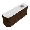Mondiaz JOYA 91.6cm meuble de salle de bains - arrondi gauche couleur Walnut - Vasque FAYE position Droite Sans trou de robinet couleur Talc SW1421302