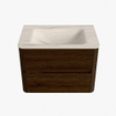 Mondiaz CIRO-DLUX Meuble de salle de bains ensemble - 70x45x50cm - Plan vasque solid surface Meli - 1 lavabo au milieu - 1 trou de robinet - 2 tiroirs - Noyer SW1530452