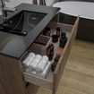Adema Chaci Ensemble de meuble - 80x46x55cm - 1 vasque en céramique noire - 1 trou de robinet - 2 tiroirs - armoire de toilette - Noyer SW856561
