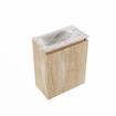 MONDIAZ TURE-DLUX Meuble toilette - 40cm - Washed Oak - EDEN - vasque Glace - position gauche - 1 trou de robinet SW1103599